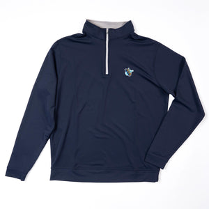 PETER MILLAR THROWBACK LOGO NAVY PERTH HALF-ZIP