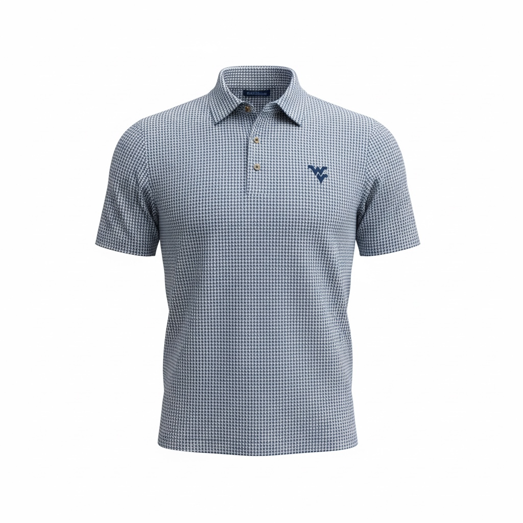 PETER MILLAR WVU HOUNDSTOOTH BORDER PERFORMANCE KNIT