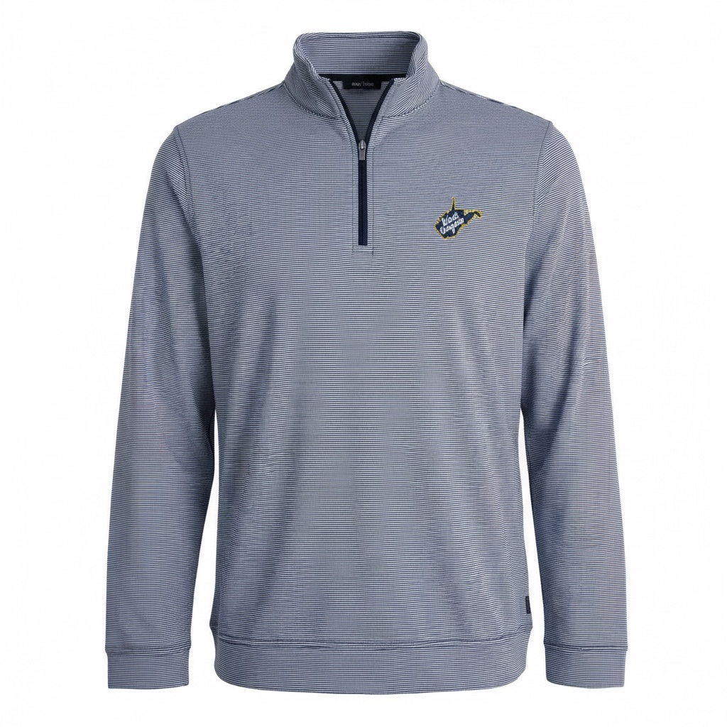 PETER MILLAR NAVY PERTH SUGAR STRIPE JERRY WEST HALF-ZIP