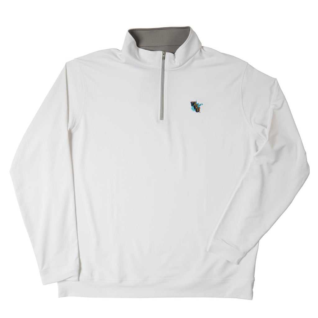 PETER MILLAR THROWBACK LOGO WHITE PERTH HALF-ZIP