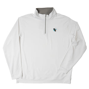 PETER MILLAR THROWBACK LOGO WHITE PERTH HALF-ZIP