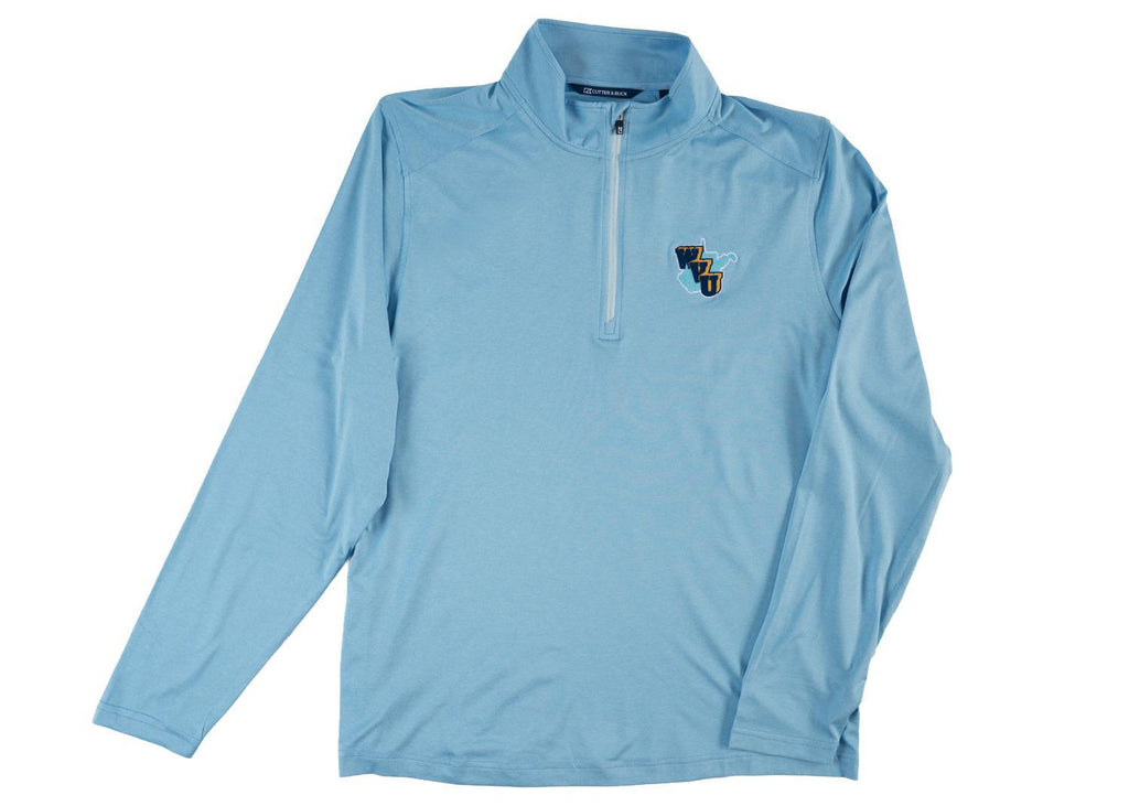 CUTTER & BUCK LIGHT BLUE COAST LINE THROWBACK LOGO HALF-ZIP