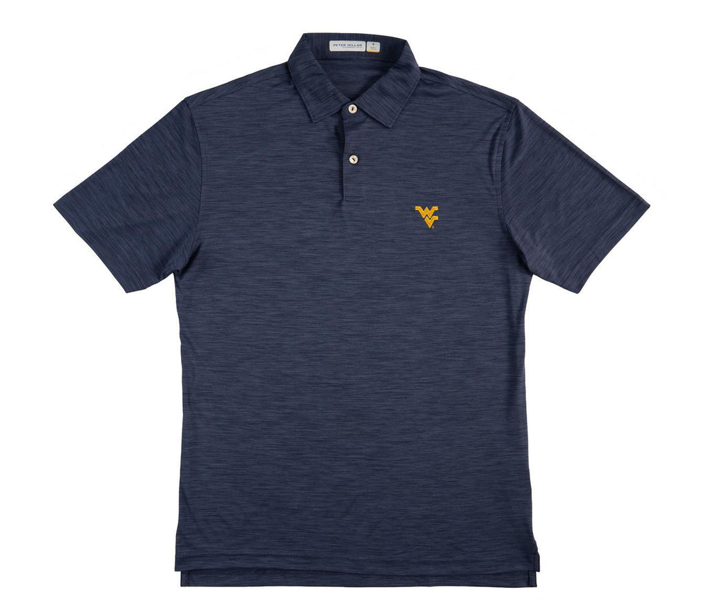 PETER MILLAR NAVY WVU FEATHERWEIGHT KNIT