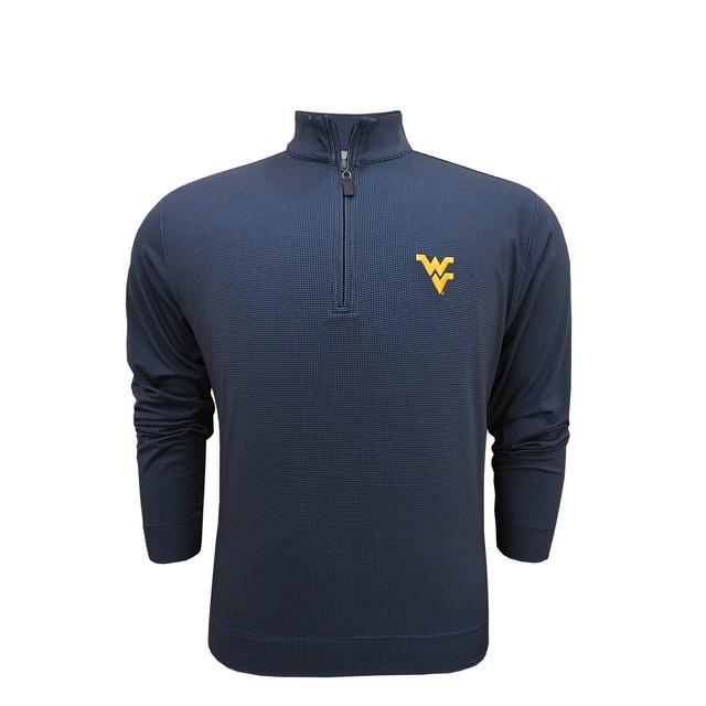 HORN LEGEND WVU NAVY/SAND STRETCHABLE SHEPHERD HALF-ZIP