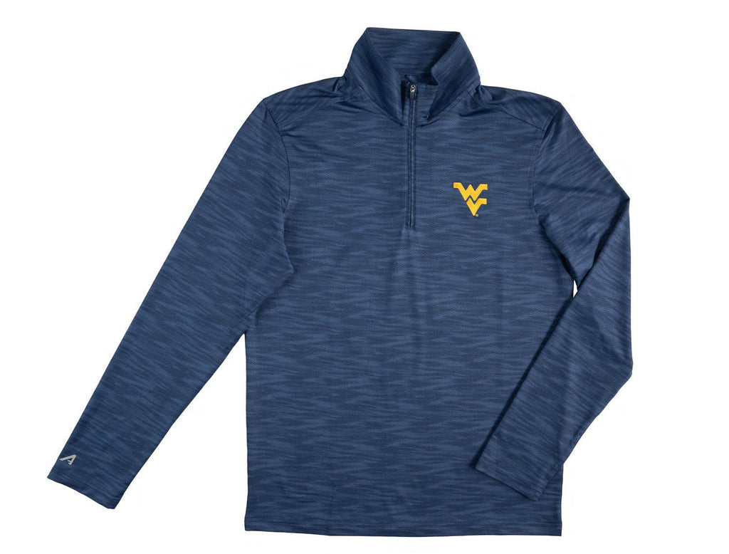 ANTIGUA WVU NAVY SWELL HALF-ZIP