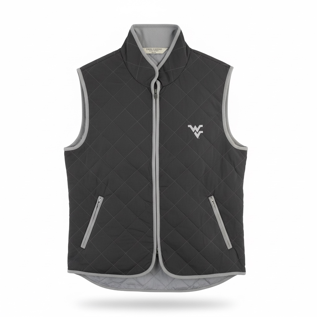 HORN LEGEND WVU CHARCOAL QUILTED VEST