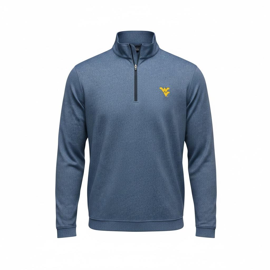 PETER MILLAR WVU NAVY PERTH HERRINGBONE HALF-ZIP