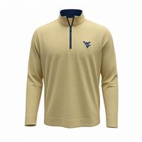 HORN LEGEND WVU FEATHERWEIGHT GOLD DOT HALF-ZIP PLLOVER