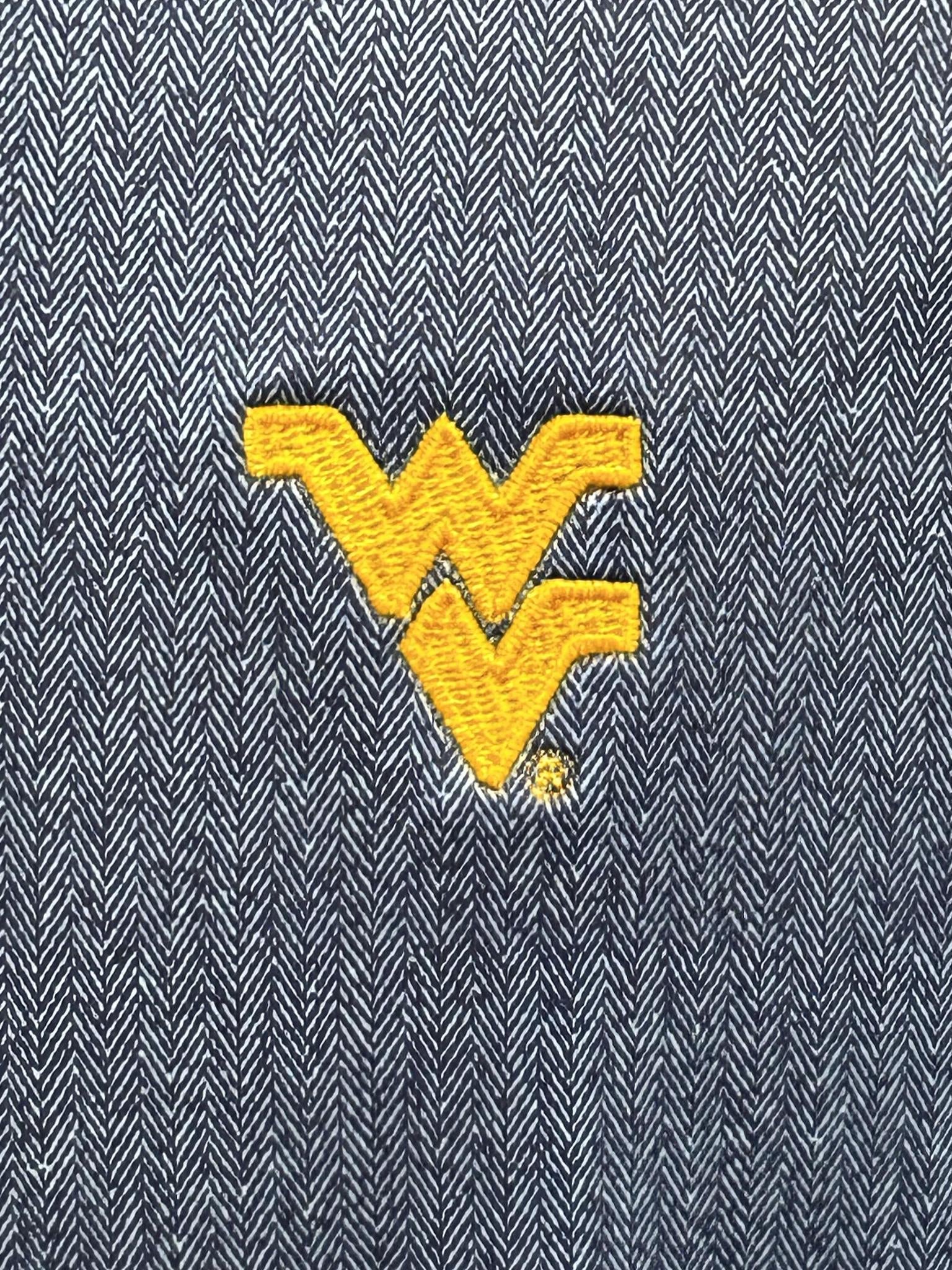 PETER MILLAR WVU NAVY PERTH HERRINGBONE HALF-ZIP