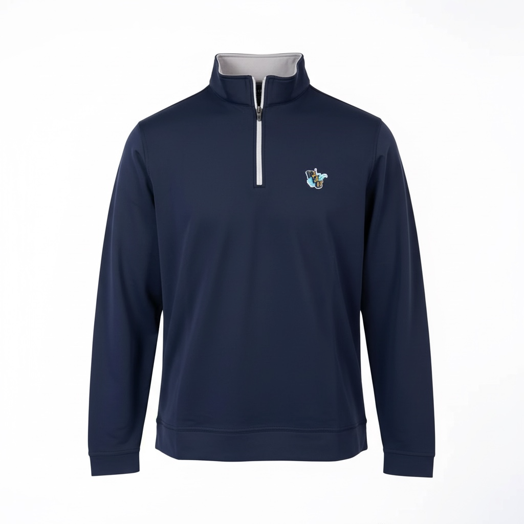 PETER MILLAR THROWBACK LOGO NAVY PERTH HALF-ZIP